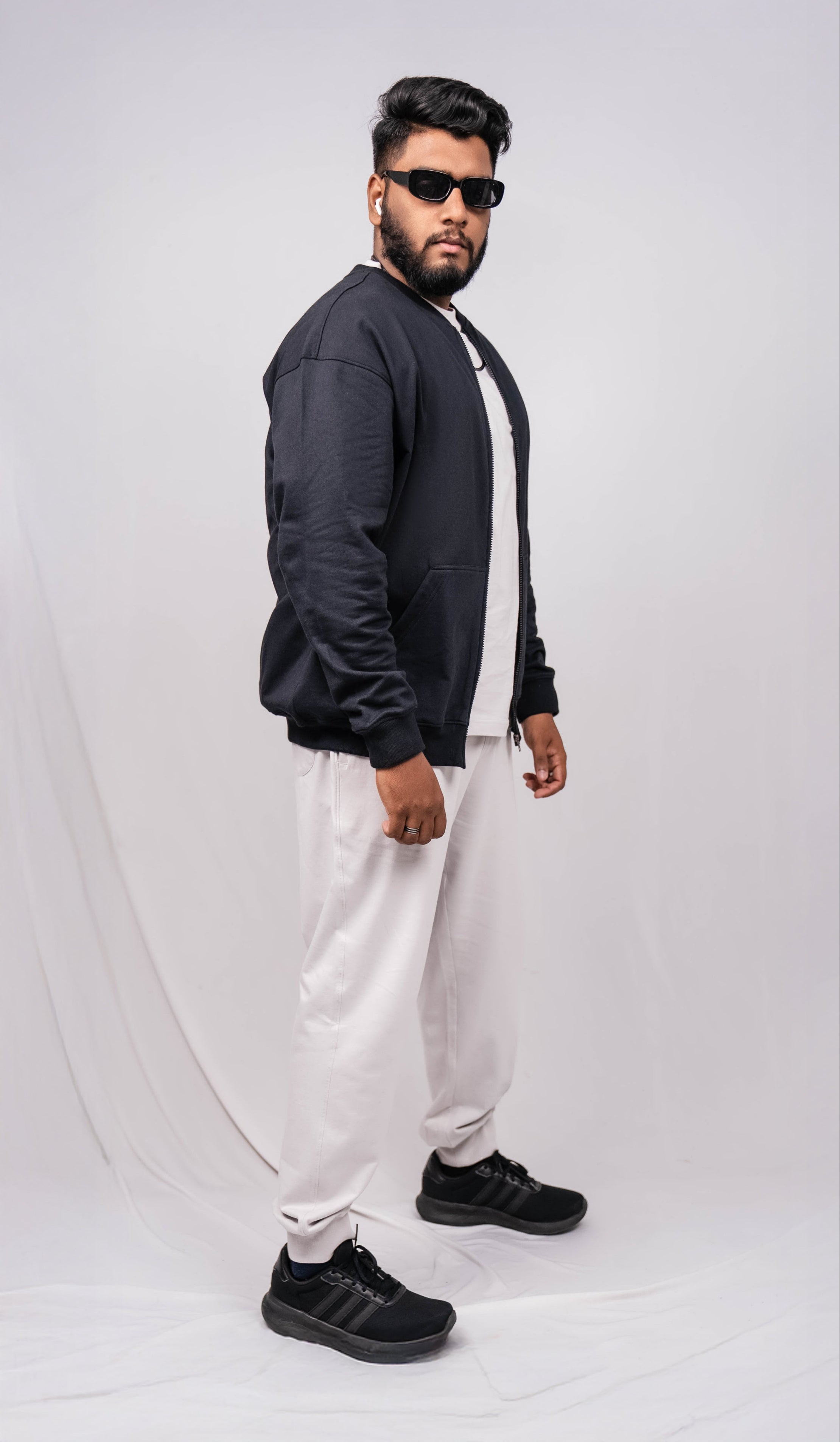 Black Regular Fit Bomber Jacket