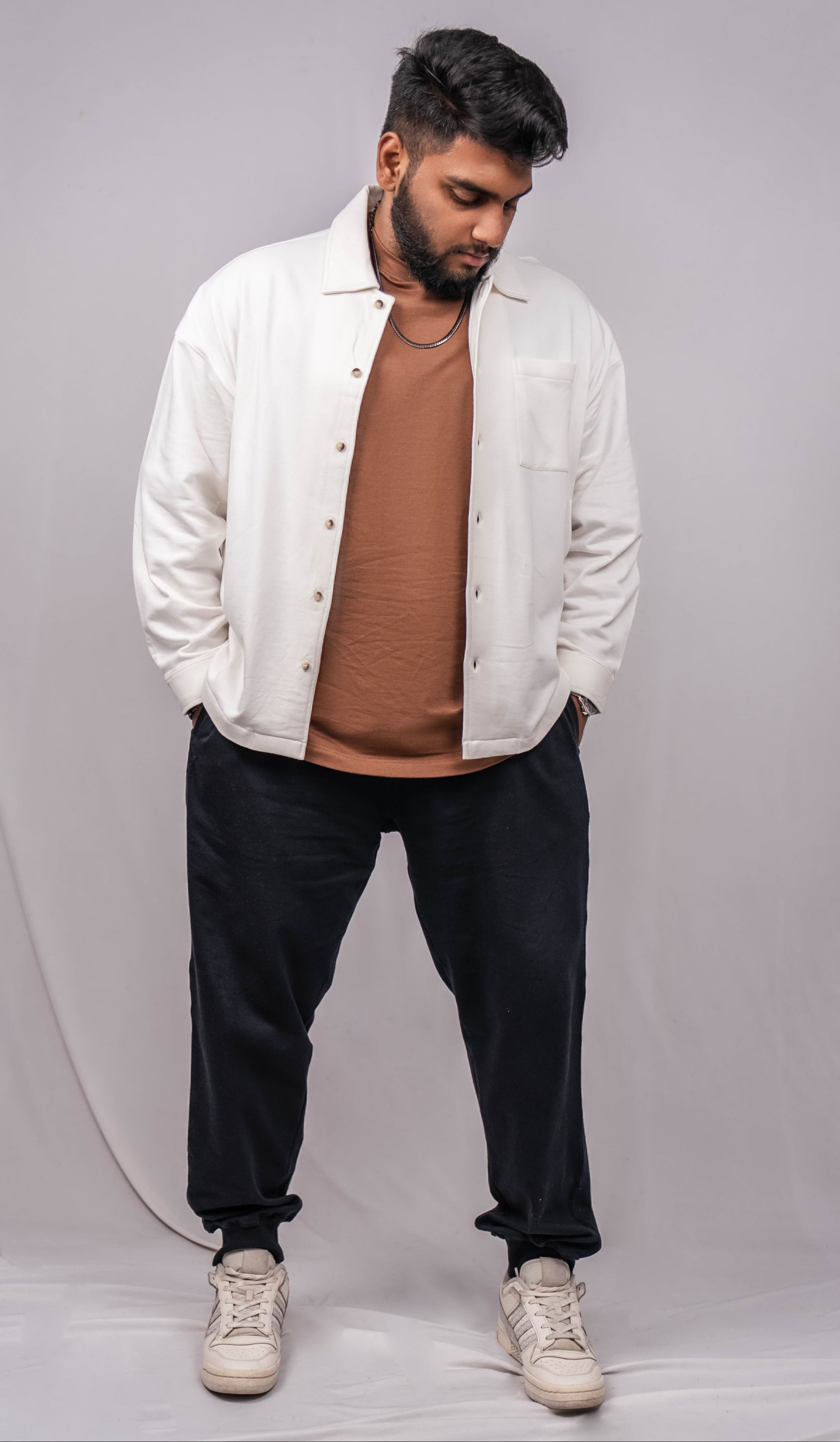 Pearl White Regular Fit Shacket