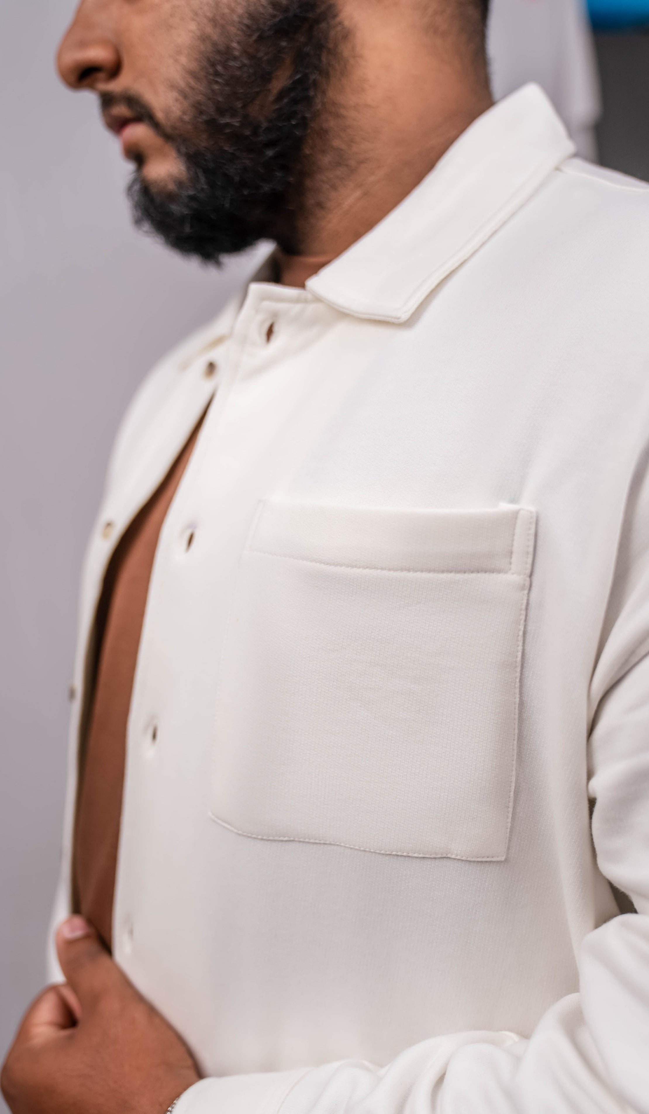 Pearl White Regular Fit Shacket