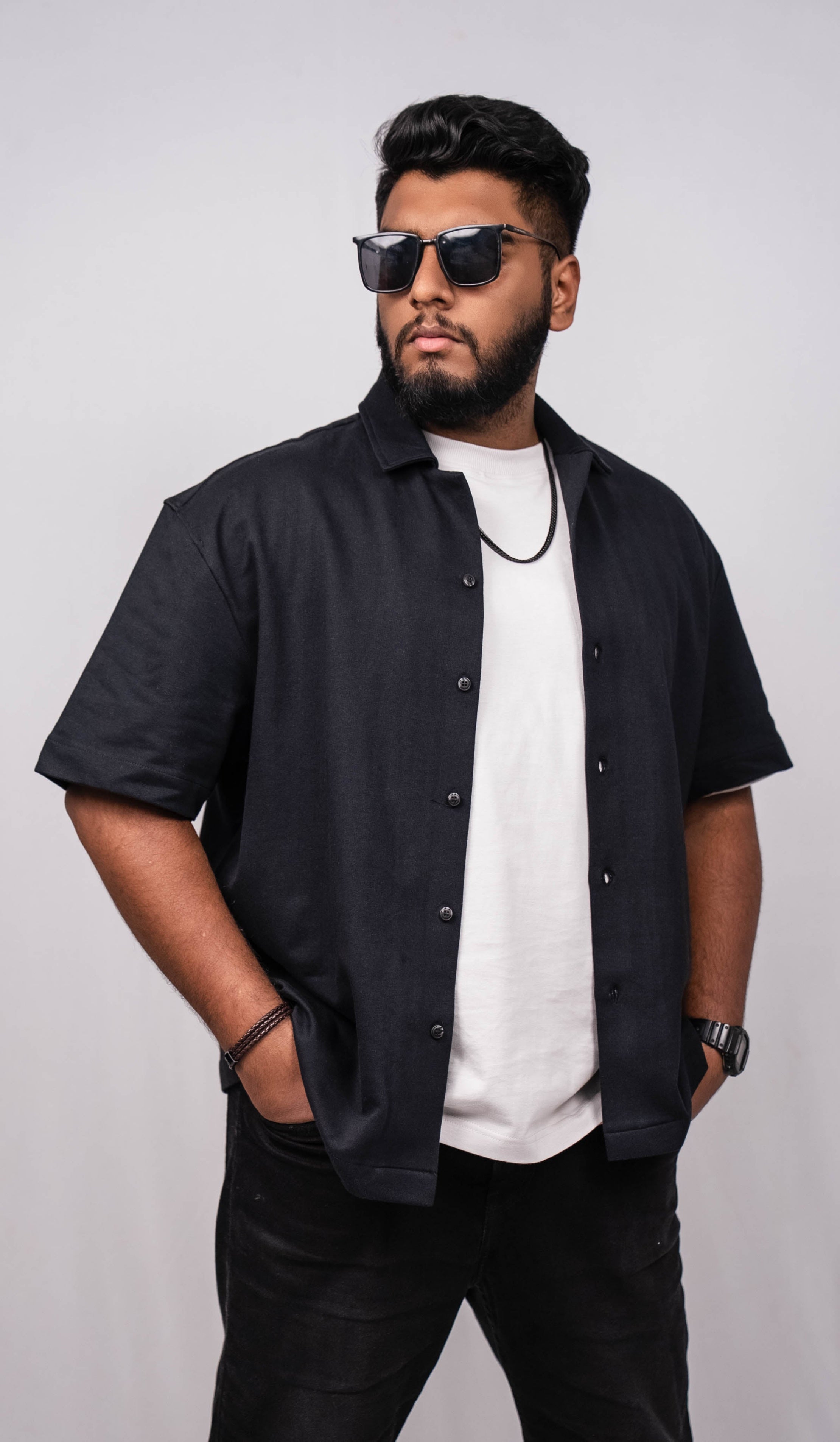 Black Resort Collar Shirt