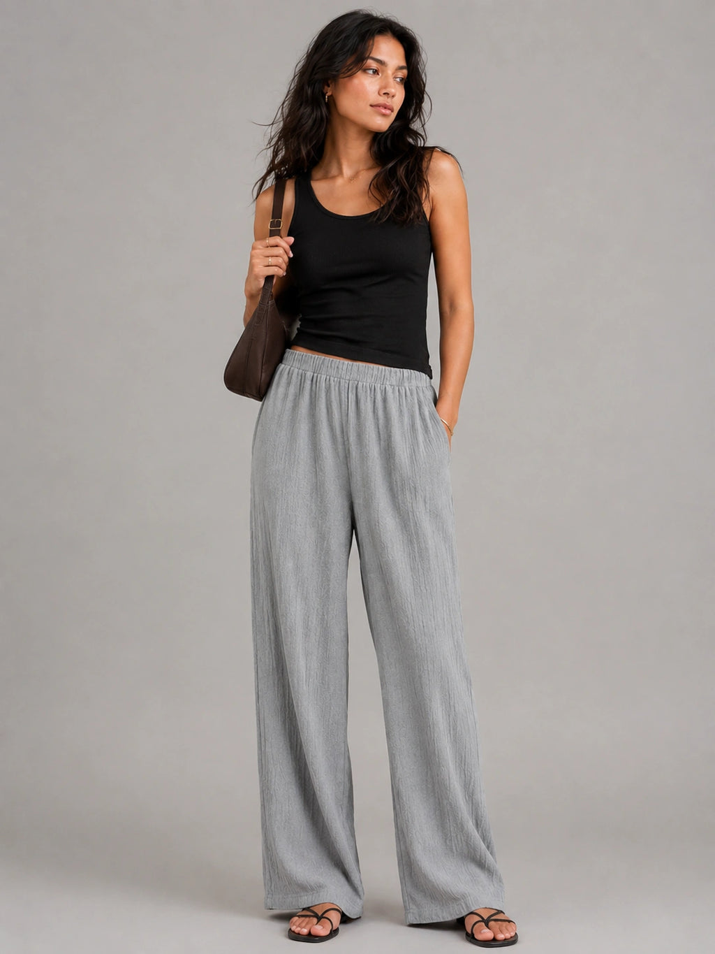 womens crinkled cotton pants