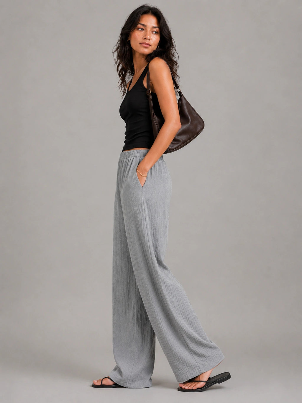 womens crinkled cotton pants