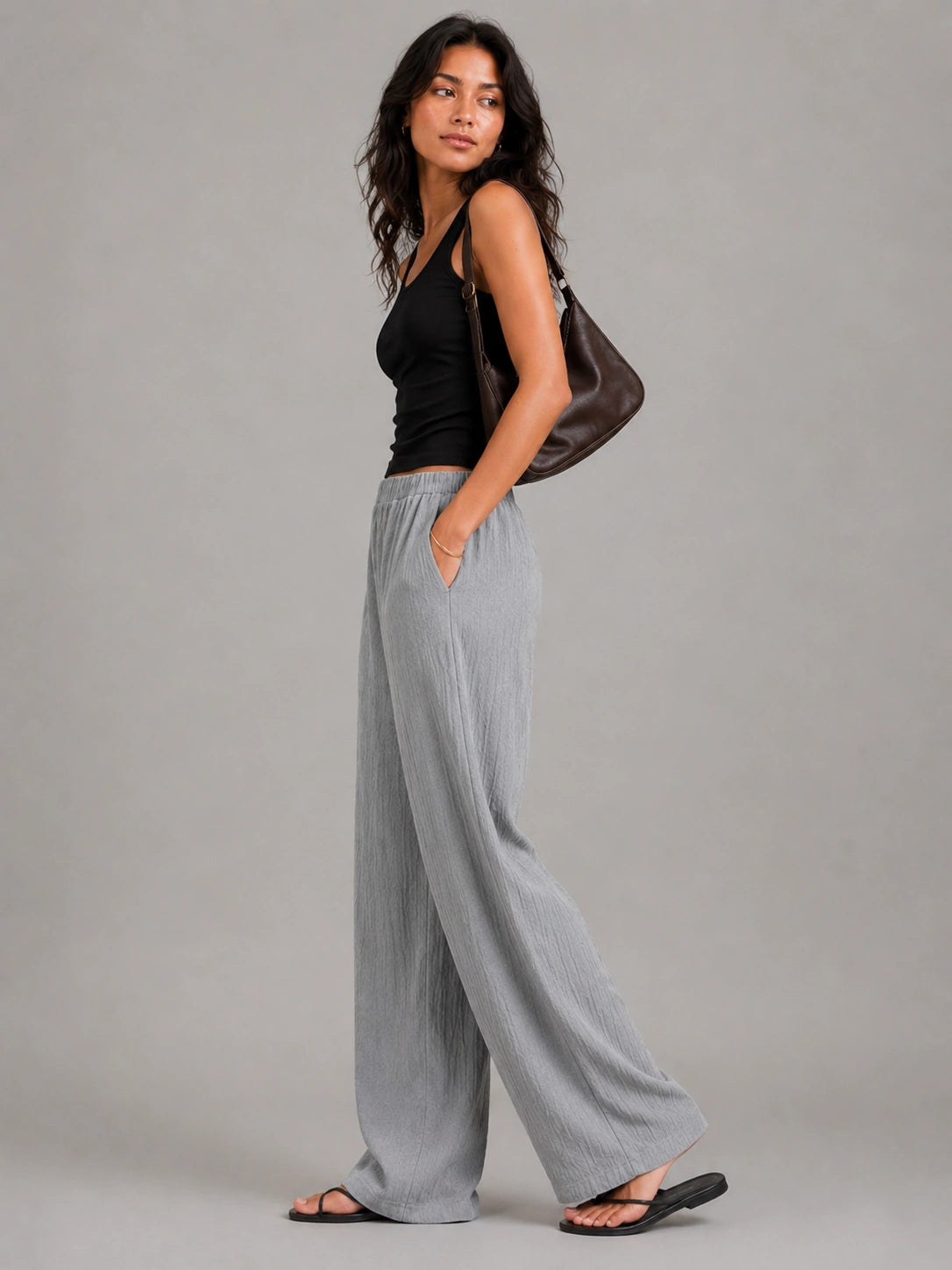 womens crinkled cotton pants