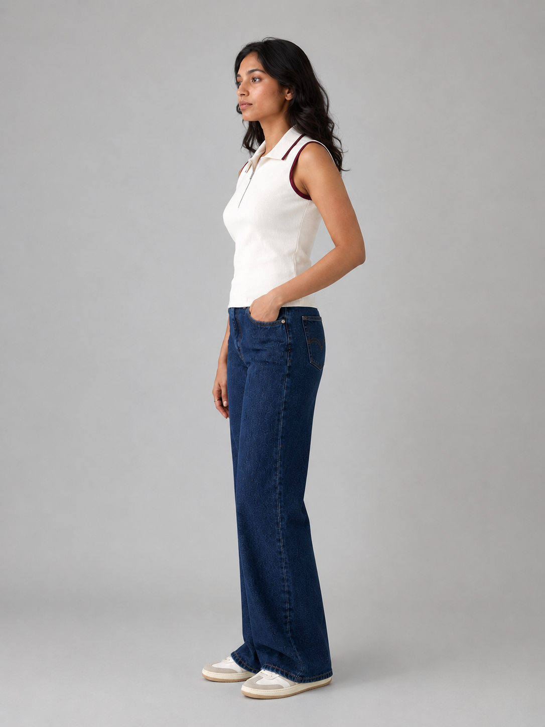Womens Zipped POLO: White