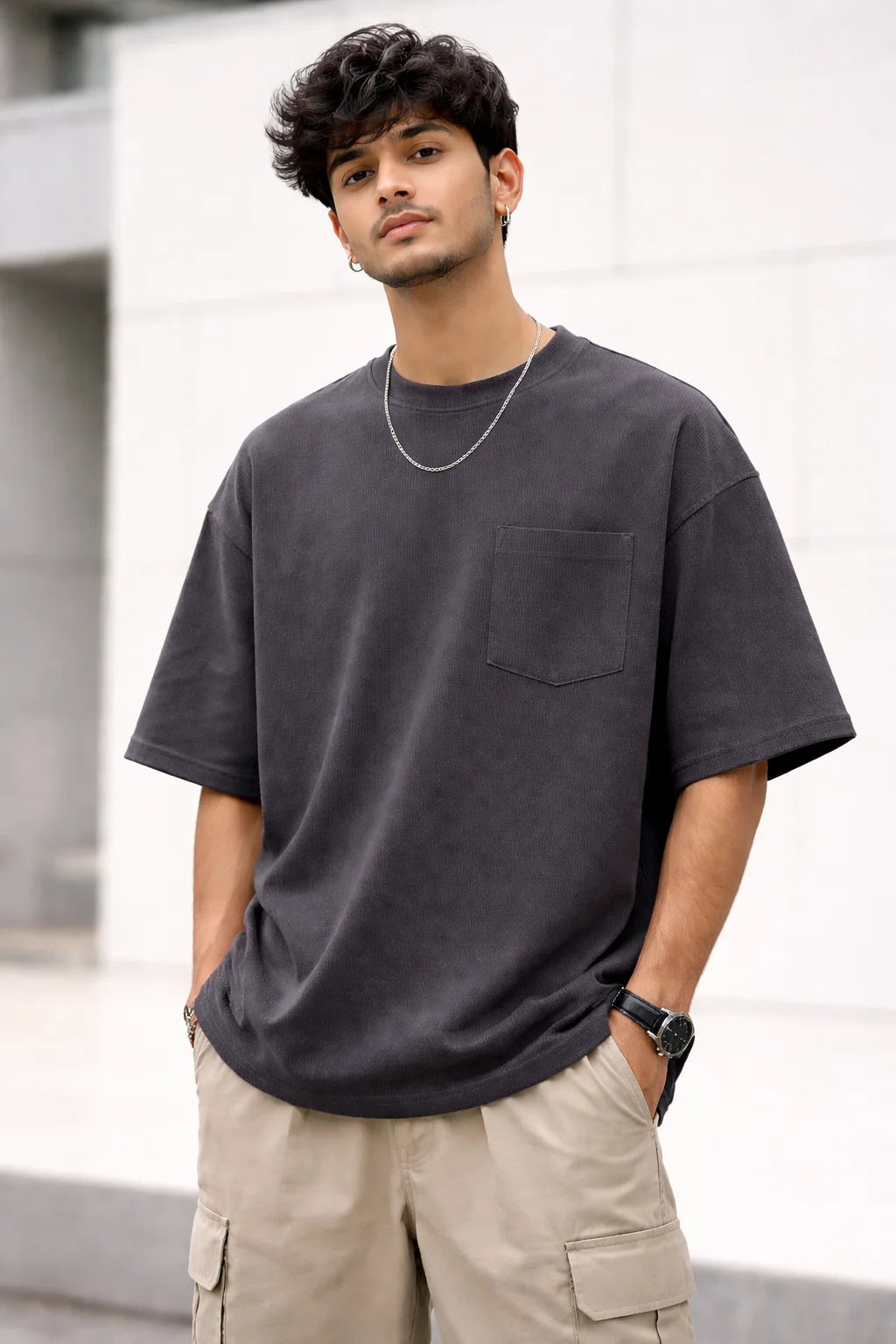 Boy Fit T-shirt with Pocket: Dark Grey