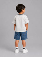 Contrast Henley Tee : Cloud Grey with Dark Grey collar