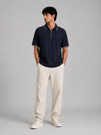The Refined Zip Polo: Navy