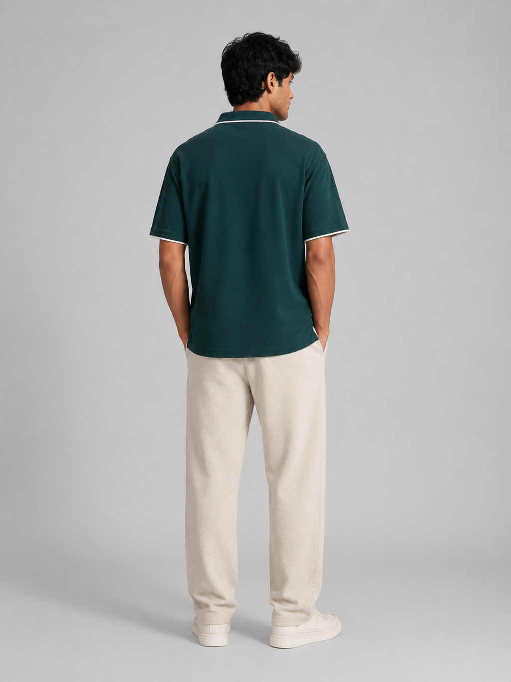 The Refined Zip Polo: Forest Green