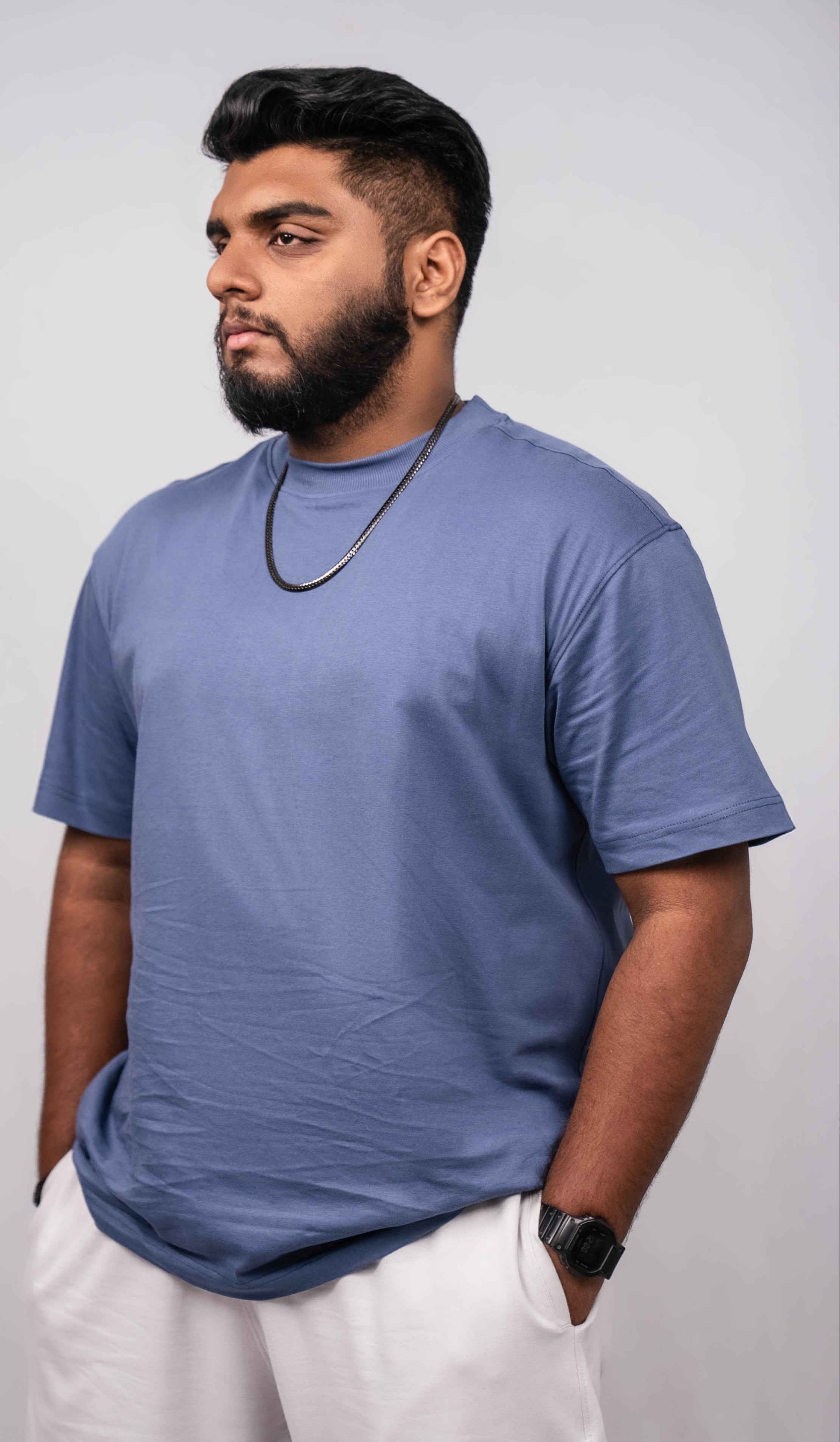 Crown Blue Crew Neck Regular Fit T-shirt