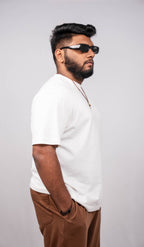 Pearl White Crew Neck Regular Fit T-shirt