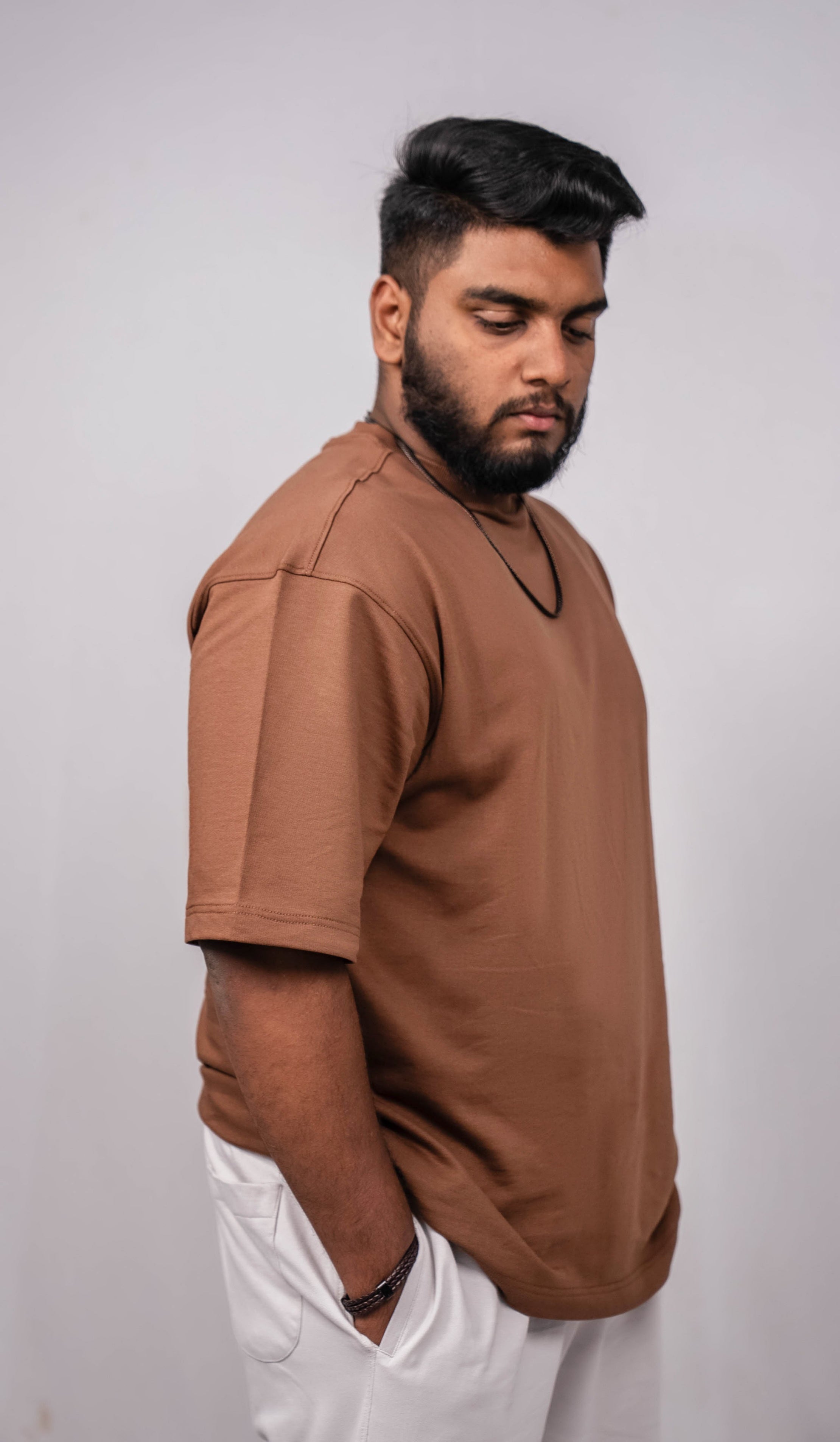 Truffle Brown Crew Neck Regular Fit T-shirt