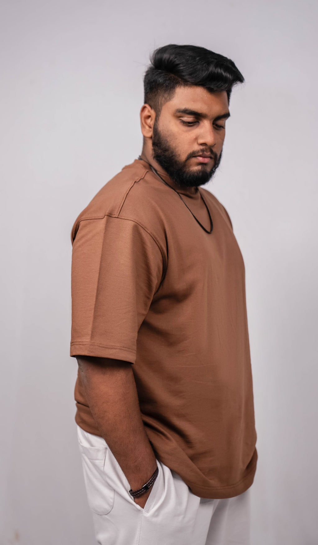 Truffle Brown Crew Neck Regular Fit T-shirt