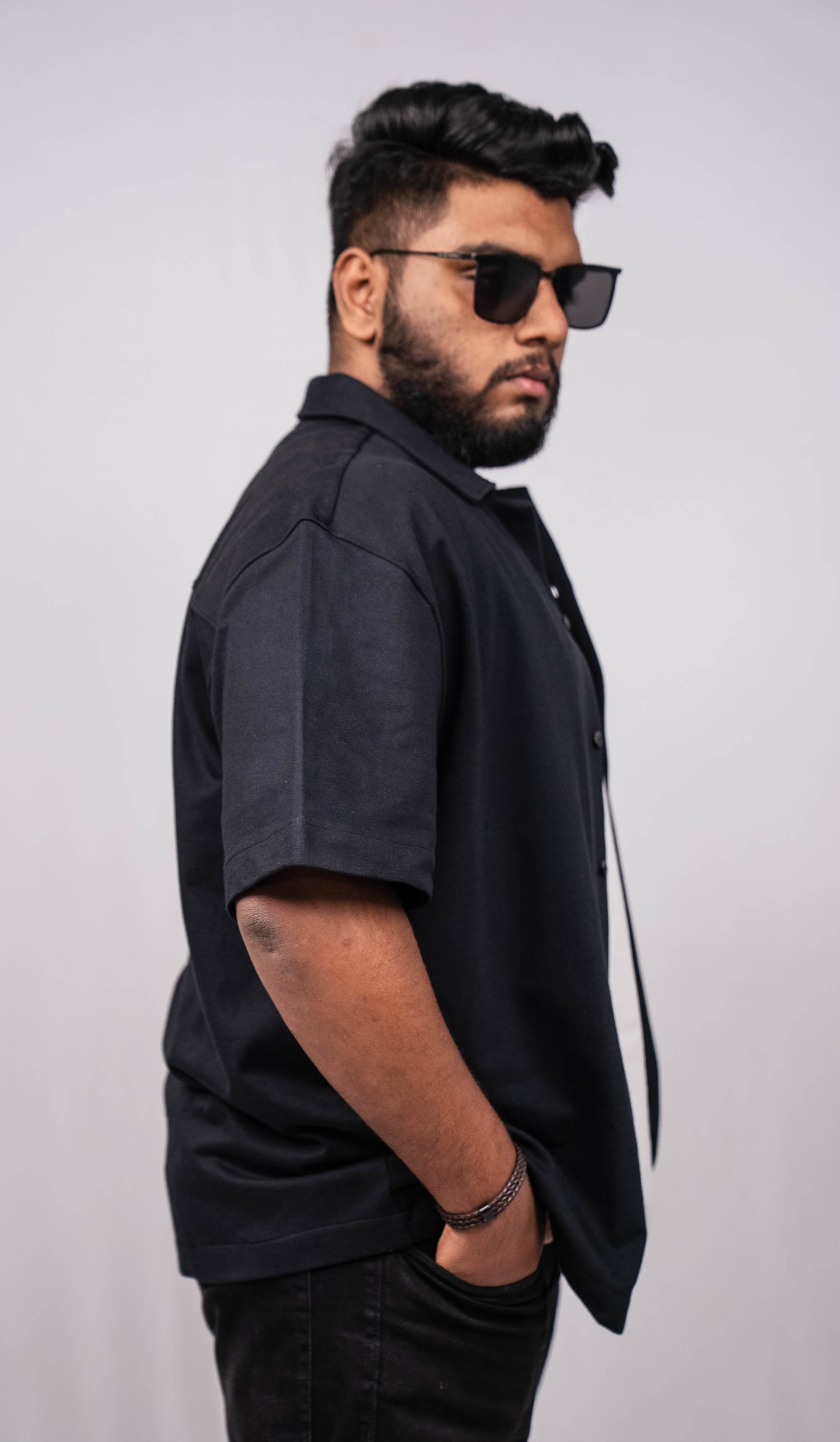 Black Resort Collar Shirt