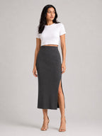Rib Midi Skirt: Dark Grey