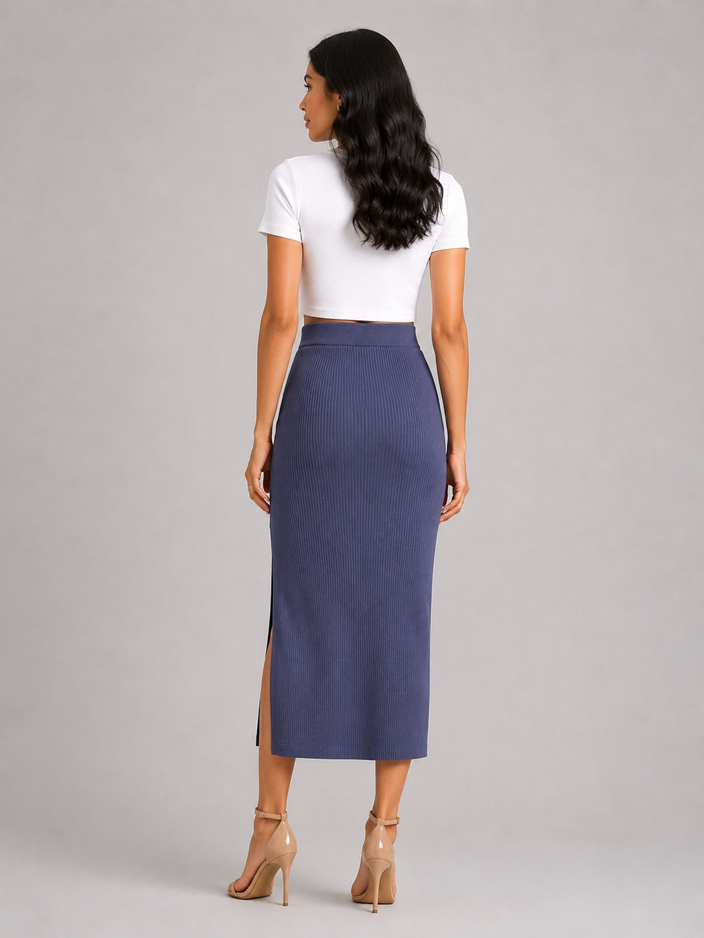 Rib Midi Skirt: Crown Blue