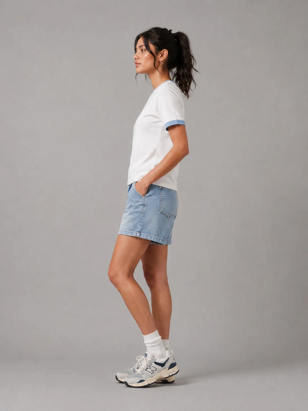 The Ringer Tee: White and Powder Blue
