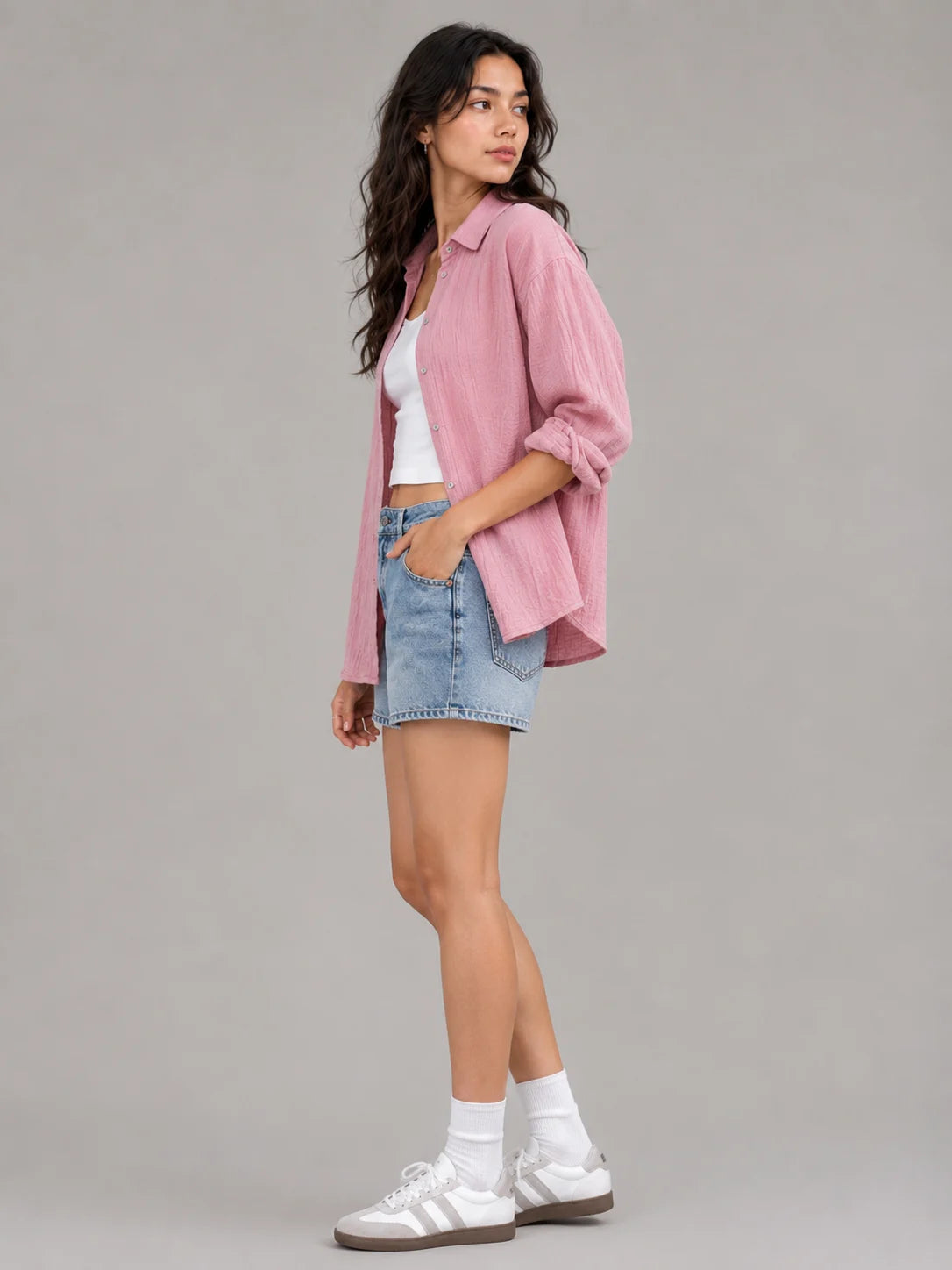The Everyday Crinkle Shirt: Dusty Rose