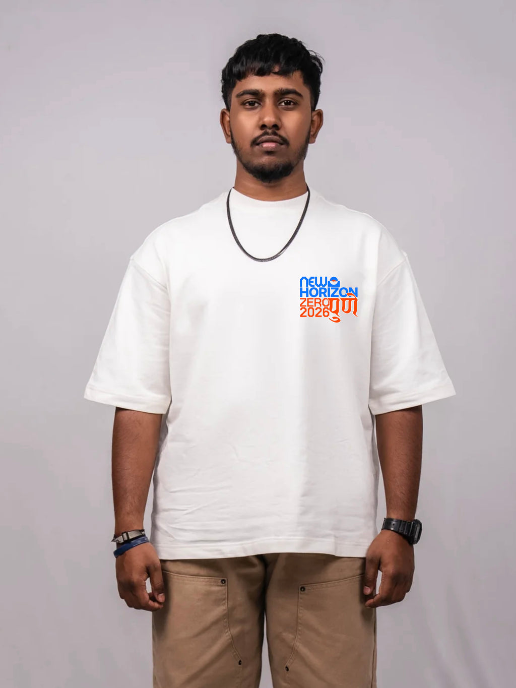 All of us,For All of them Pearl White Over Sized Fit T-Shirt