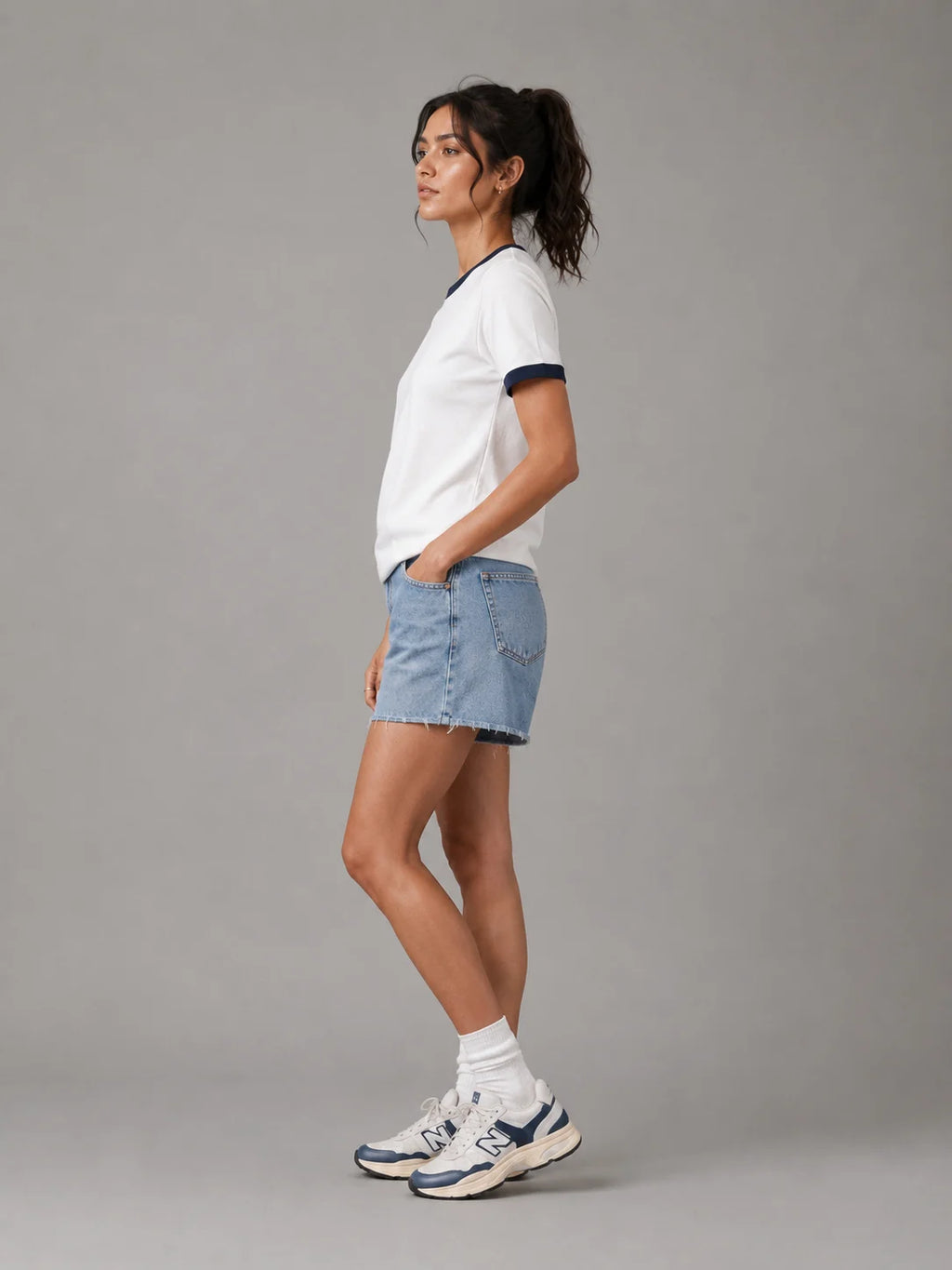 The Ringer Tee: White and Navy
