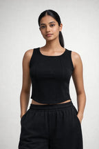 Apple Cut Rib Knit Tank – Black - Shop For Asha