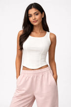 Apple Cut Rib Knit Tank – Coconut White - Shop For Asha