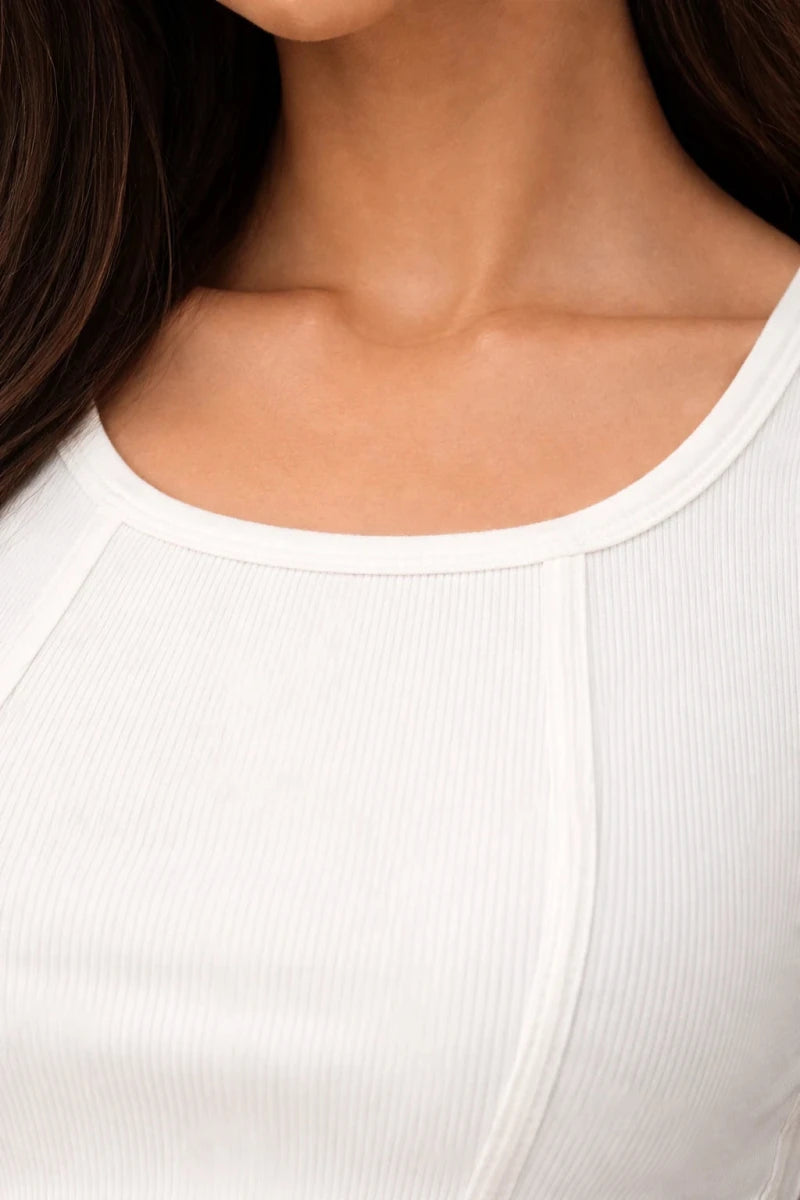 Apple Cut Rib Knit Tank – Coconut White - Shop For Asha