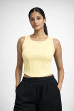 Apple Cut Rib Knit Tank – Pastel Yellow - Shop For Asha