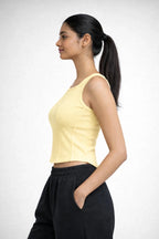 Apple Cut Rib Knit Tank – Pastel Yellow - Shop For Asha