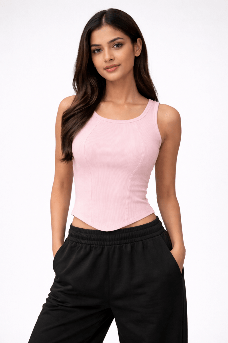 Apple Cut Rib Knit Tank – peachy pink - Shop For Asha
