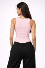 Apple Cut Rib Knit Tank – peachy pink - Shop For Asha