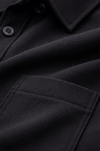 Black 100% Cotton Piqué Raglan Sleeve Formal Shirt - Shop For Asha
