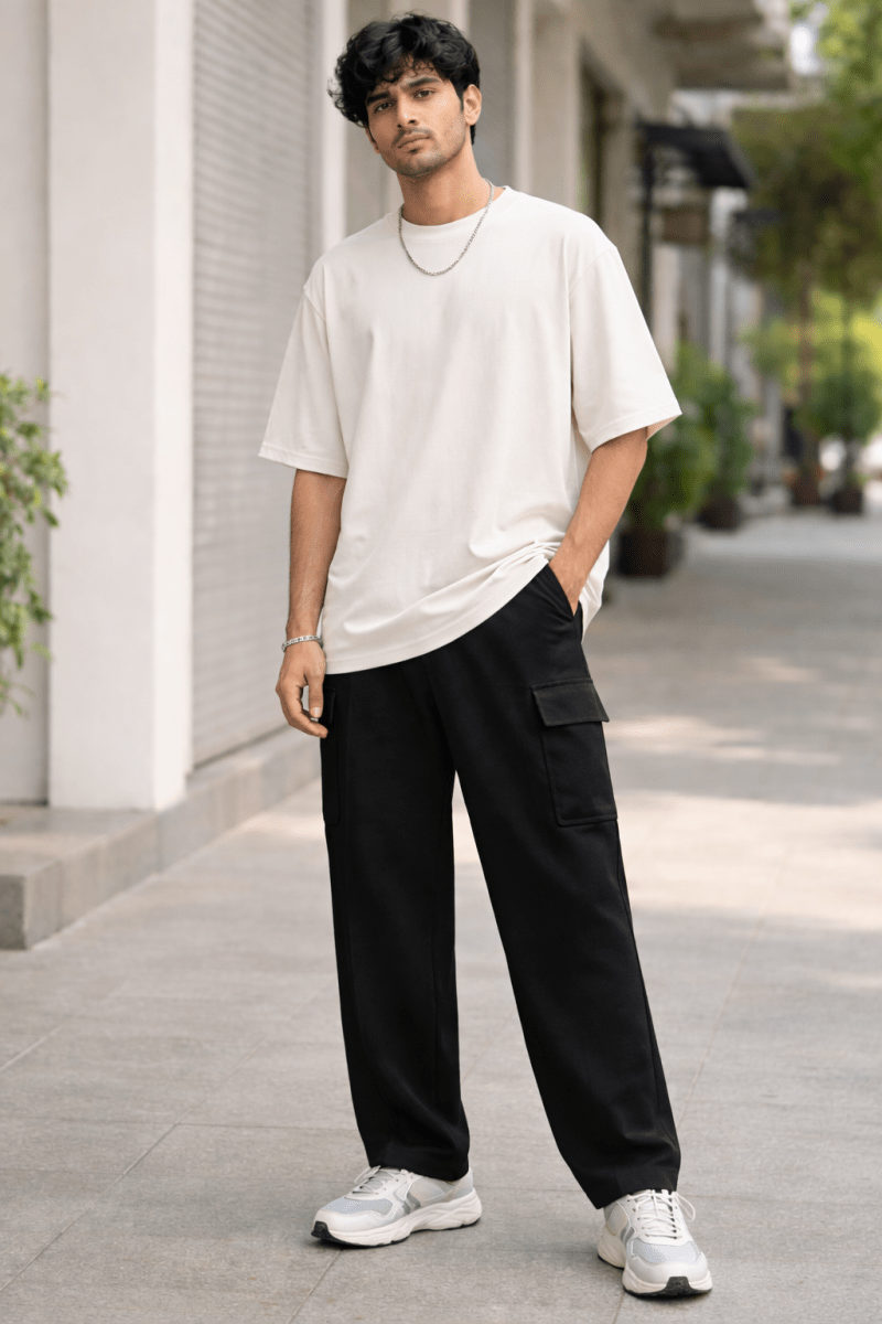 Black Cargo Track Pants - Shop For Asha