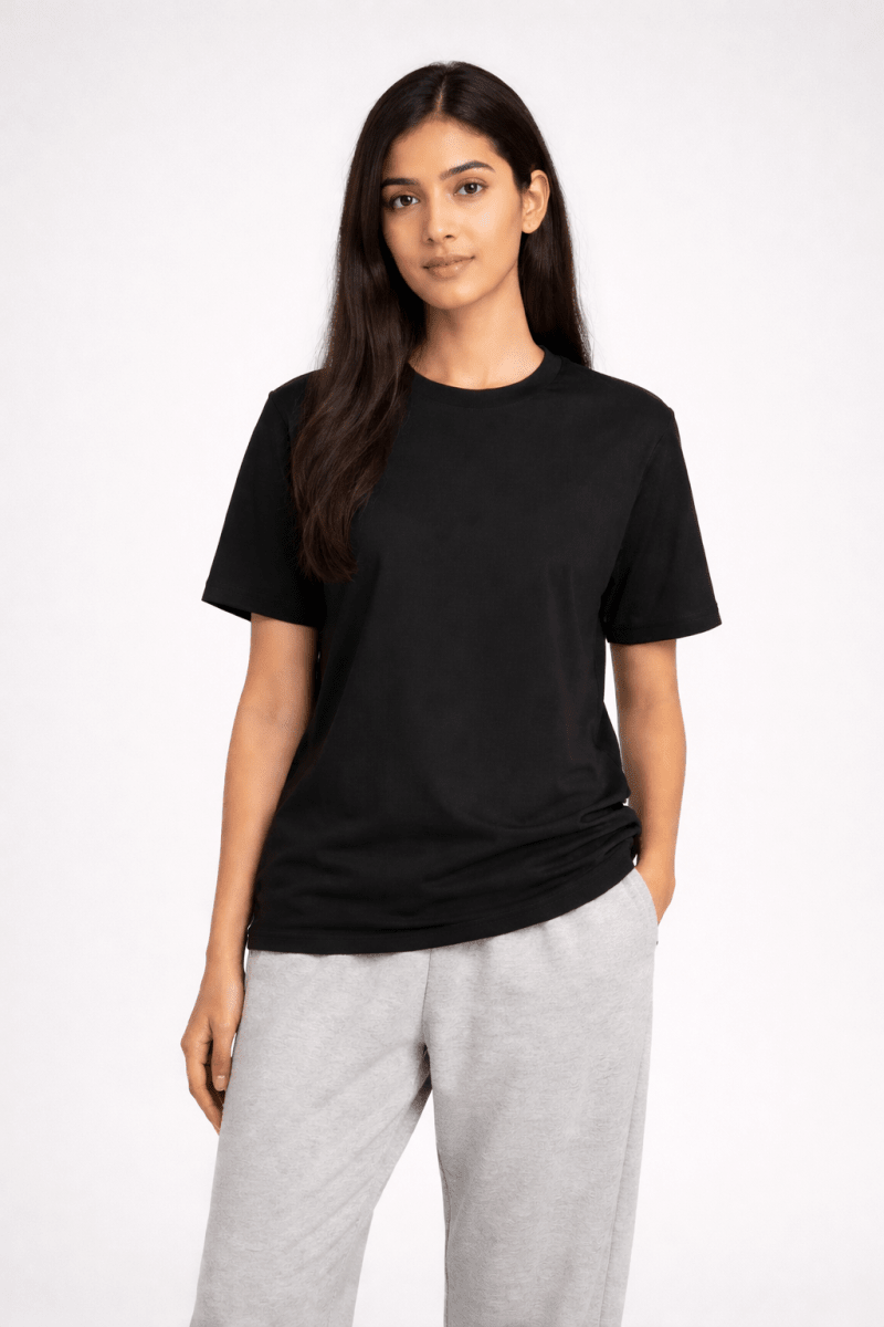 Black Crew Neck T-Shirt - Shop For Asha