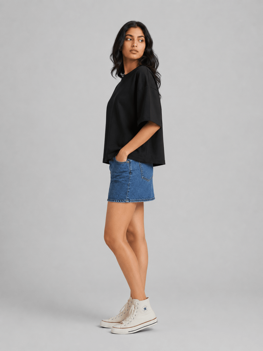 Box Fit T-Shirt: Black - Shop For Asha