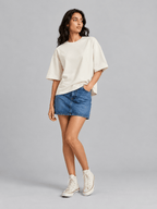 Box Fit T-Shirt: pearl white for women - Shop For Asha