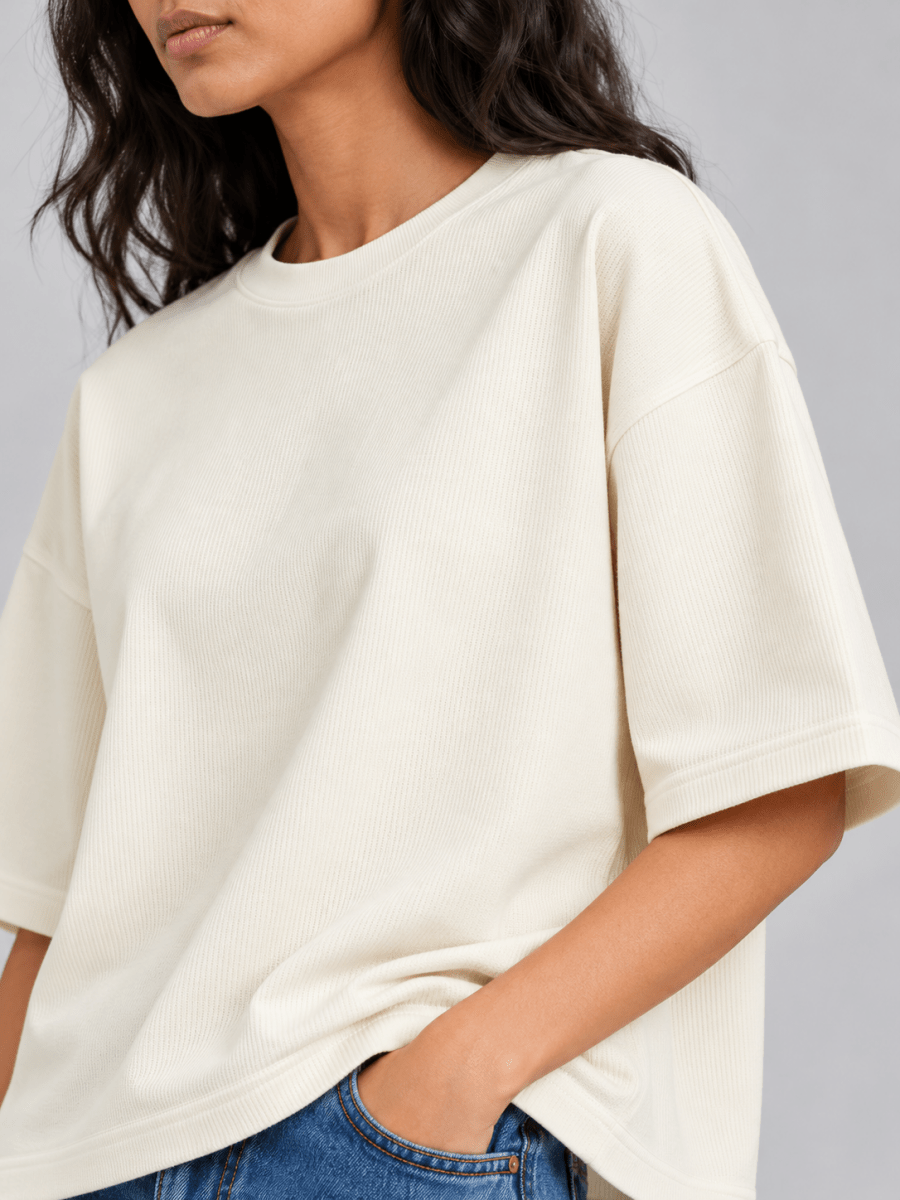 Box Fit T-Shirt: pearl white for women - Shop For Asha