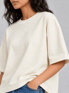 Box Fit T-Shirt: pearl white for women - Shop For Asha