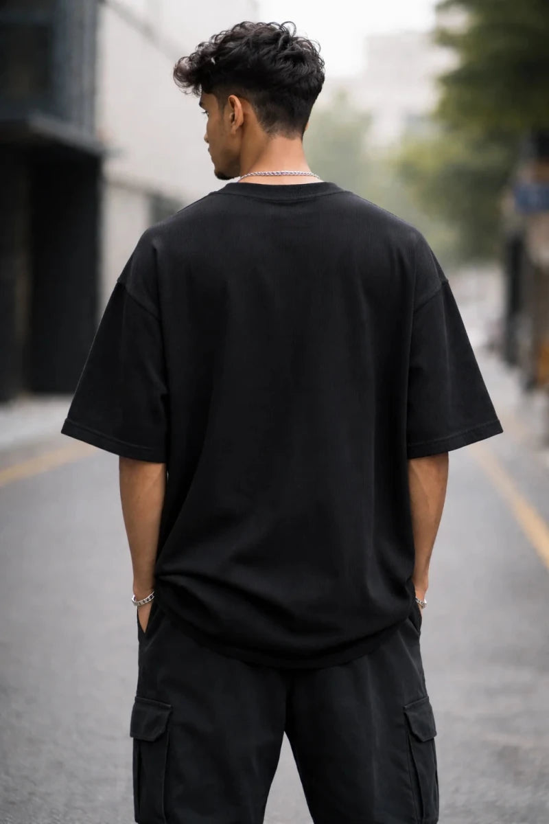 Box Fit T-shirt with Pocket: Black - Shop For Asha