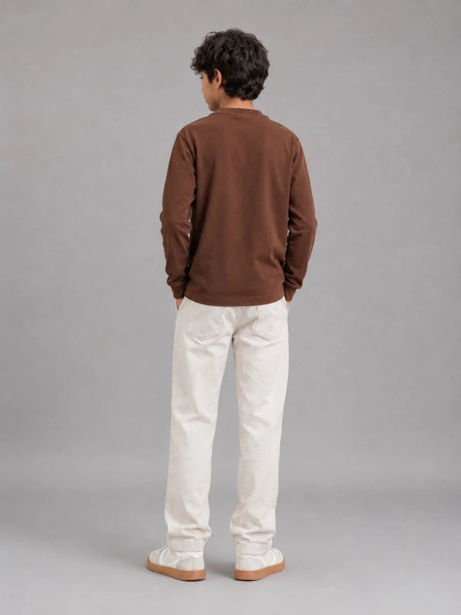 Boys Henley tee full sleeve Brown - Shop For Asha