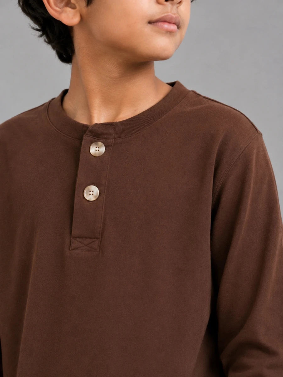 Boys Henley tee full sleeve Brown - Shop For Asha