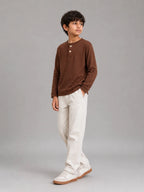 Boys Henley tee full sleeve Brown - Shop For Asha
