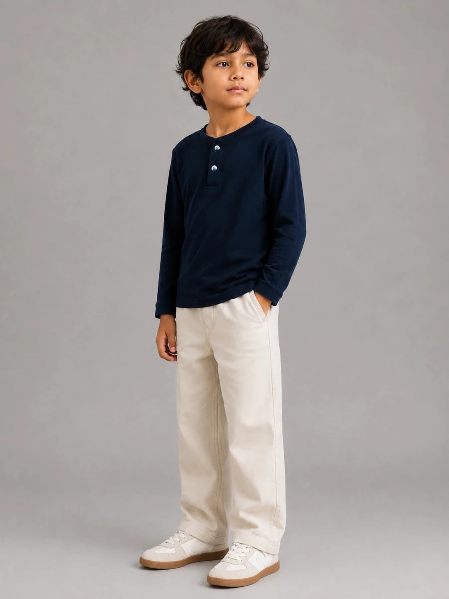 Boys Henley tee full sleeve Navy - Shop For Asha