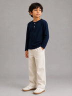 Boys Henley tee full sleeve Navy - Shop For Asha
