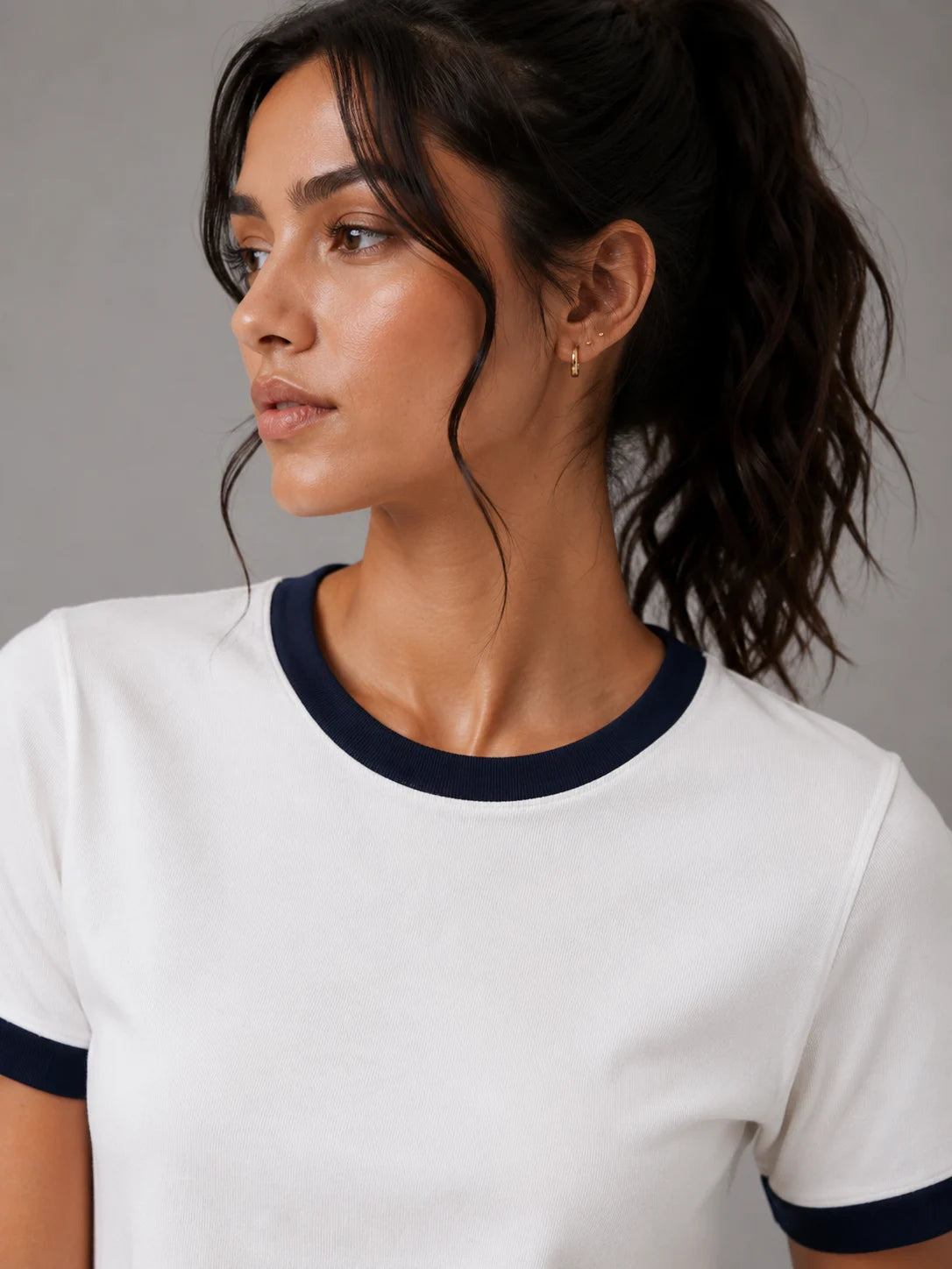 The Ringer Tee: White and Navy