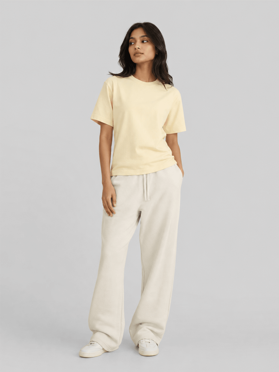 Butter Yellow Crew Neck T-Shirt - Shop For Asha