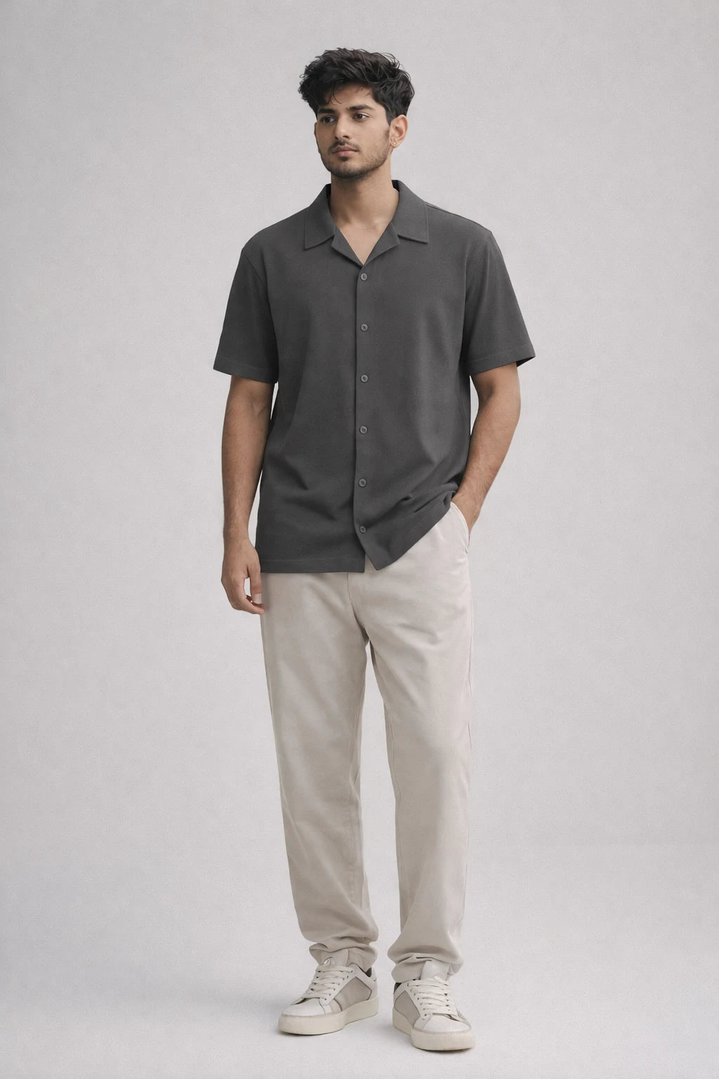 Dark Grey Resort Collar Shirt