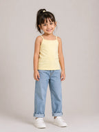Girls Spaghetti top: Pastel Yellow