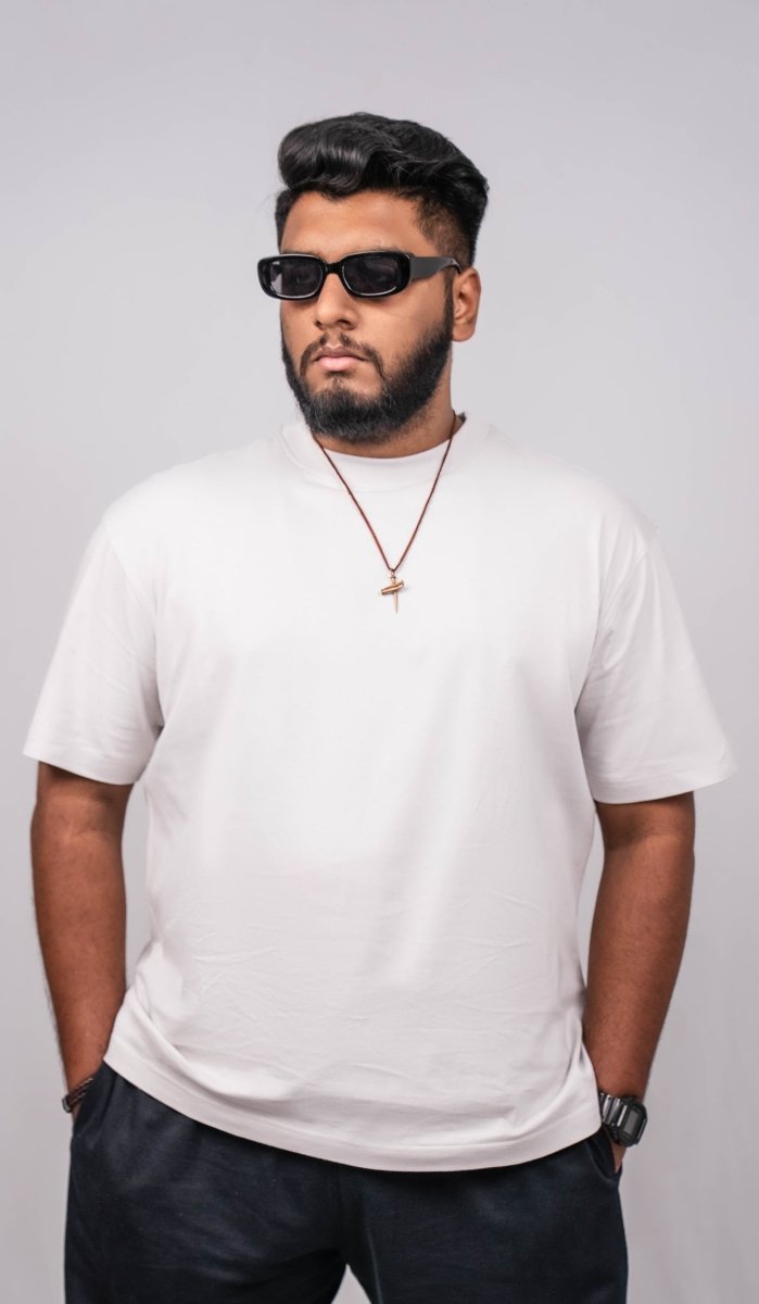 Cloud Grey Crew Neck Regular Fit T-shirt - Shop For Asha