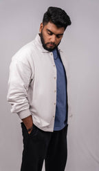 Cloud Grey Regular Fit Shacket - Shop For Asha