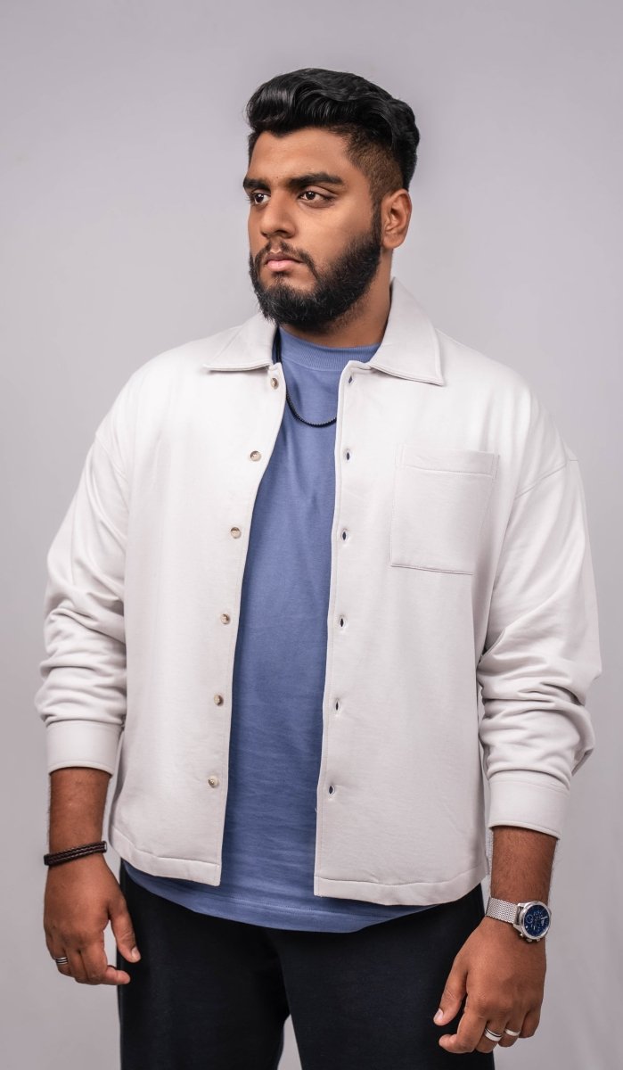 Cloud Grey Regular Fit Shacket - Shop For Asha